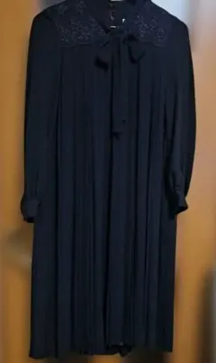 長袖 プリーツワンピースレース　レトロヴィンテージゴスロリフォーマルワンピース