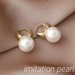 ピンクゴールド　パールピアス　ゴールド　フープ　パール　大粒　一粒　韓国　お洒落