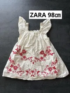 ZARA ワンピース 98㎝　花柄刺繍のサムネイル