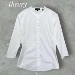 セオリー バンドカラー シャツ ストレッチ ホワイト