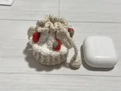 かぎ編み　ハンドメイド ニット 巾着袋 イチゴモチーフ