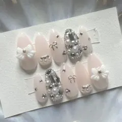 ネイルチップ　量産型　フレンチガーリー　埋め尽くし　ちゅるん　韓国