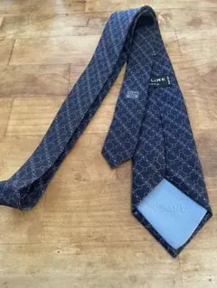 CELINE ネイビー 幾何学模様 ネクタイ