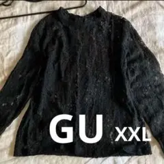 GU XXL 大きいサイズ ゆったり 総レース 透け感 ブラウス ブラック 黒