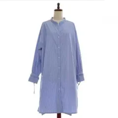 【GU】ストライプシャツワンピース　ブルー