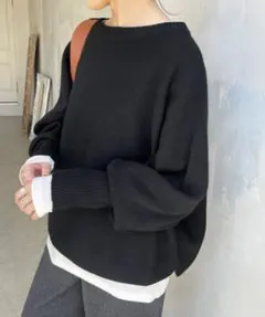 spick and span ドルマンロングリブニット プルオーバー ブラック