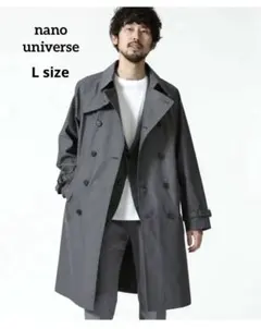 【極美品】　ナノユニバース トレンチコート ロングコート 撥水加工 グレー