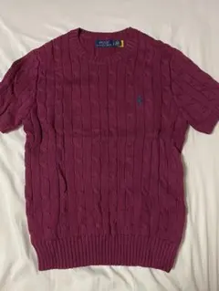 Polo Ralph Lauren パープル ケーブルニット 半袖セーター