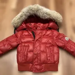 【2A92】MONCLER モンクレール　ダウンコート ファー付き　赤