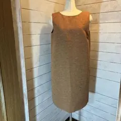 ノースリーブ ひざ丈ワンピース ブラウン系