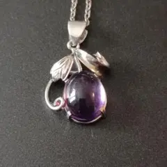 天然石 アメジスト ネックレス SILVER刻印 シルバー ペンダント