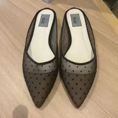 Le Talon GRISEポインテッドチュールミュールフラット