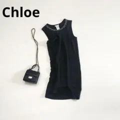 美品✨希少品 Chloe ウエストzip 切替 ペプラム ノースリーブ ブラウス 