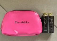 【3点セット】DIOR ノベルティ リップポーチとリップ2本
