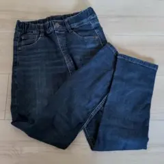 ダークブルー ストレートレッグパンツ ゴムウエスト