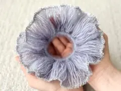 ♡ mohair × silver モヘア シュシュ ヘアアクセサリー ♡