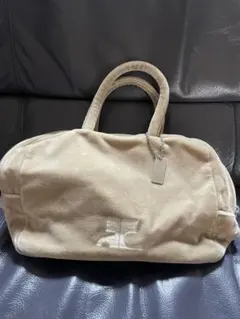 courreges ベージュ スエード ハンドバッグ