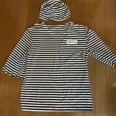 囚人服　Mサイズ　モノトーン帽子とトップスセット