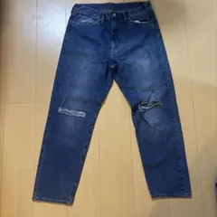 ダメージ加工 ダークブルージーンズ ルーズフィット