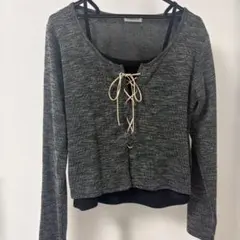 VEHEMENT 長袖 カットソー レースアップ 重ね着風