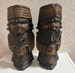 レトロ　アイヌ木彫り人形　木彫り　彫刻　ニポポ人形　民芸品　工芸品　昭和