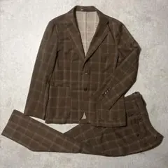 未使用✨️EDIFICEトラベルスーツ チェック 洗える ブラウン 秋冬 46