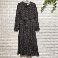 【マイバレンタイン】（F）ドット柄ワンピース バックジップ フレア ロング 長袖