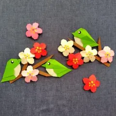 うぐいす　梅の花　２月　ハンドメイド　壁面飾り