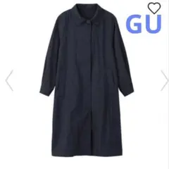 GU ステンカラーロングコート　S ネイビー　撥水　スプリングコート