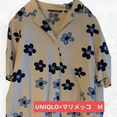 marimekko UNIQLO 花柄半袖シャツ 麻ミックスMサイズのサムネイル