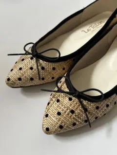 Le Talon ドット柄フラットシューズ　夏素材　美品　22.5