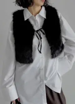 【未使用】ブラックファーベスト フロントリボン付き