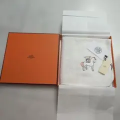 HERMES タオルハンカチ 馬 刺繍 ホワイトのサムネイル