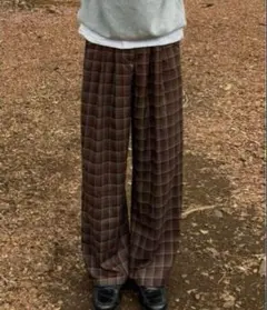 yolo チェックフレアパンツ