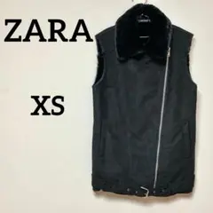 ZARA Trafaluc フェイクムートンベスト ボアカラー付き ジップアップ