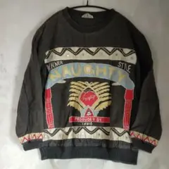 indio 90s ヴィンテージ 刺繍 スウェット」レトロで個性的な古着