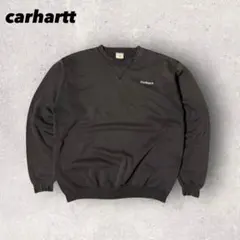 【カーハート】無地スウェット　刺繍ロゴ　黒　フェード　XL相当　90s p