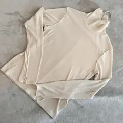 GU ソフトリブタートルネックT (長そで) ナチュラル M