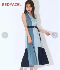 REDYAZEL バイカラーノースリーブプリーツワンピース