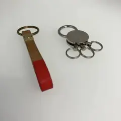 レザーキーホルダー ＆ 多機能キーリング 2点セット