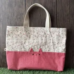 【30×40】生えねこのレッスンバッグ　ハンドメイド入園入学グッズ　手提げかばんのサムネイル