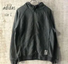 adidas　アディダス☆トレフォイルロゴ　ジップパーカー　フーディー　古着　L