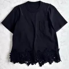 サカイ ドッキング レース 切替 半袖 Tシャツ カットソー 黒 1 vv6のサムネイル