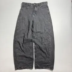 【人気】GU ジーユー バレルレッグ ジーンズ ブラック デニム パンツ 古着のサムネイル