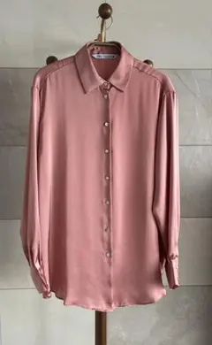 ZARA サテン長袖ブラウス ピンク