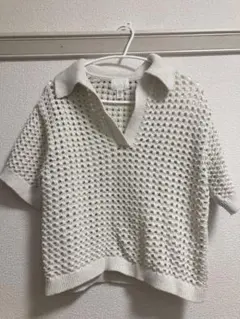 H&M vネック白トップス/半袖 XS