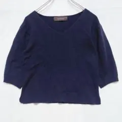 ジュエルチェンジズ Vネック 七分袖 ニット ネイビー Sのサムネイル