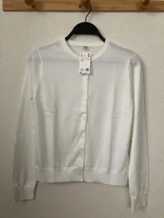 【未使用タグ付】ユニクロ　UVカット クールネック カーディガン　白　サイズM