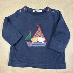 familier ネイビー 長袖Tシャツ ボート刺繍　70cm