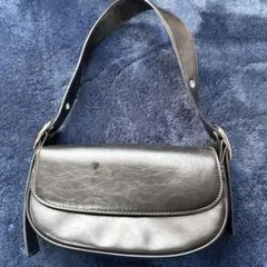 黒 合成皮革 ハンドバッグ